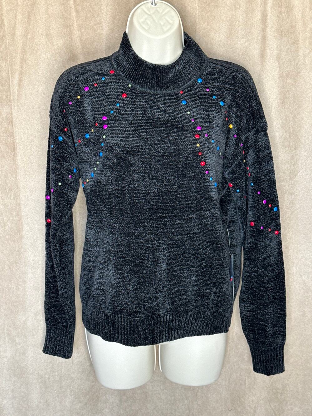 Modcloth Deck The Halls With Glitz Chenille Mock Neck Sweater XS NWT